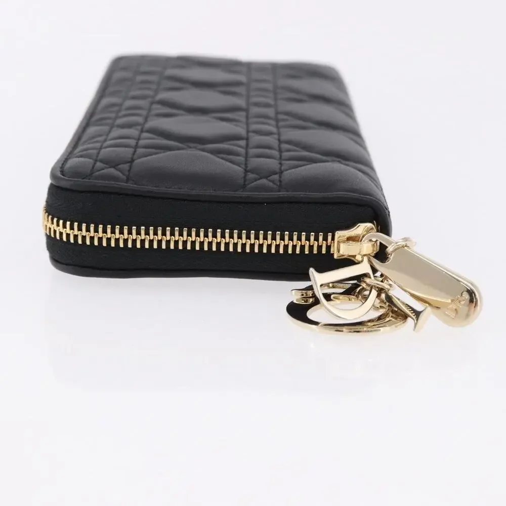 Dior Lambskin Leather Lady Dior Cannage Long Wallet Black